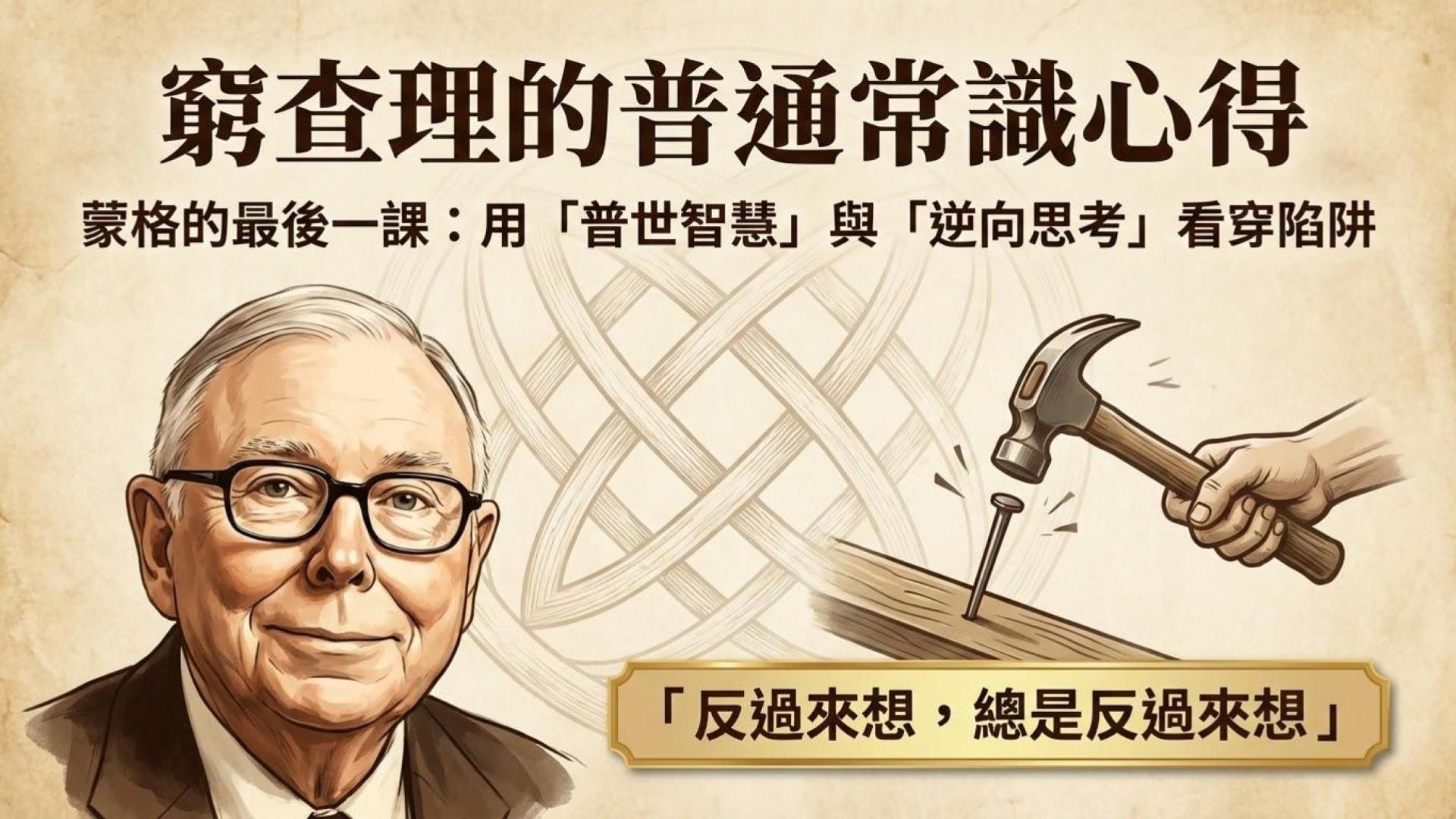 【窮查理的普通常識心得】蒙格的最後一課：用「普世智慧」與「逆向思考」看穿投資陷阱