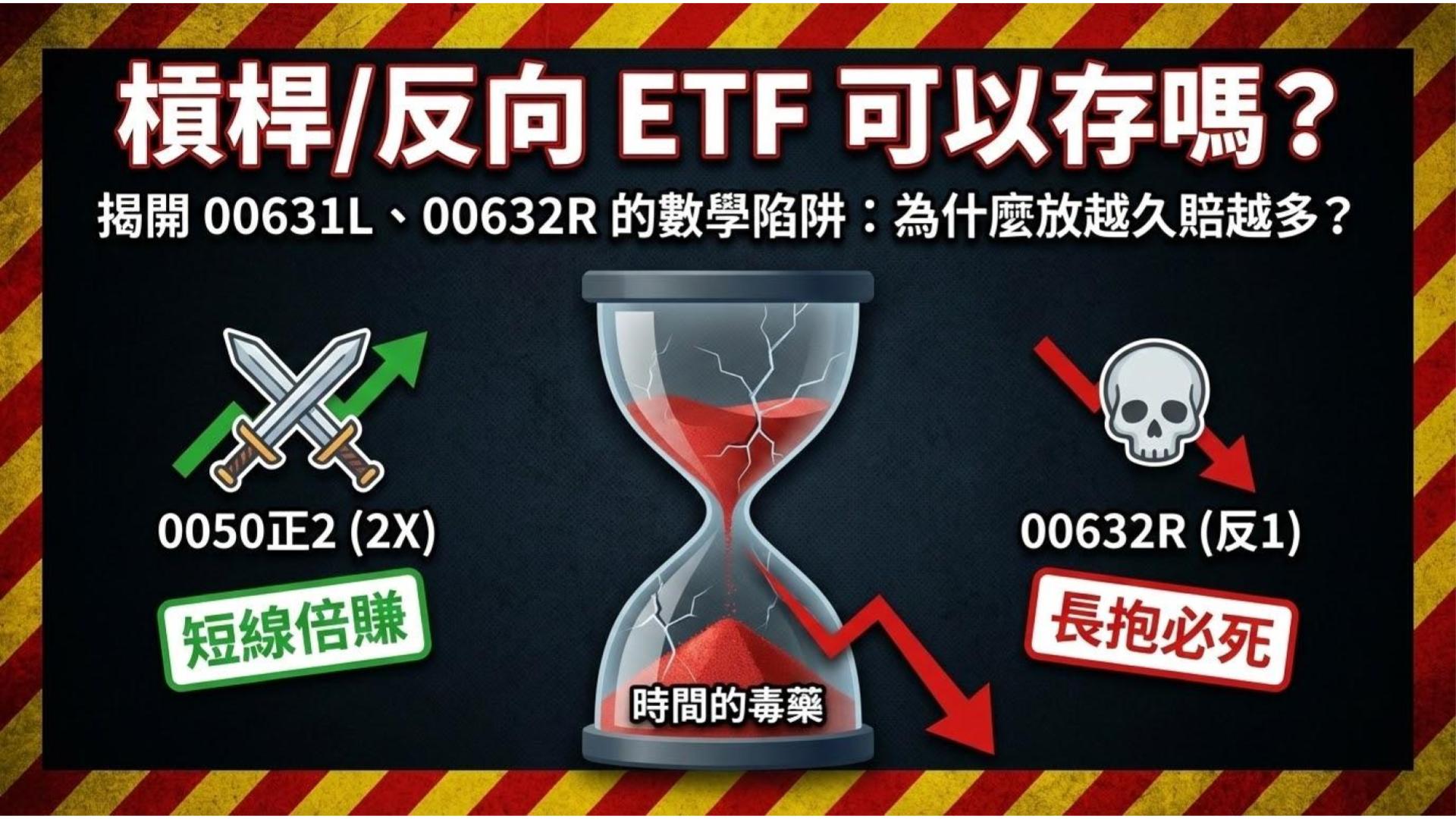 【槓桿與反向 ETF】0050正2、00632R 可以長抱嗎？一般人別碰的數學陷阱