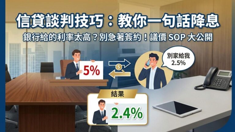 【信貸談判技巧】銀行給的利率太高怎麼辦？教你用「這句話」跟行員議價，爭取降息