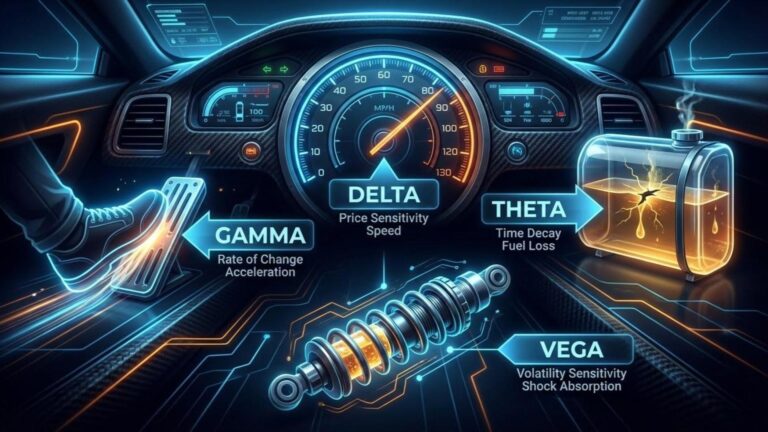 【希臘字母詳解】Delta, Gamma, Theta 是什麼？開車比喻讓你秒懂這些「風險儀表板」