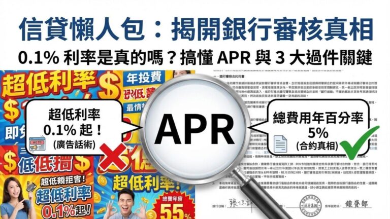 【信貸懶人包】信貸好過嗎？銀行沒告訴你的 3 大審核關鍵與「總費用年百分率 (APR)」真相