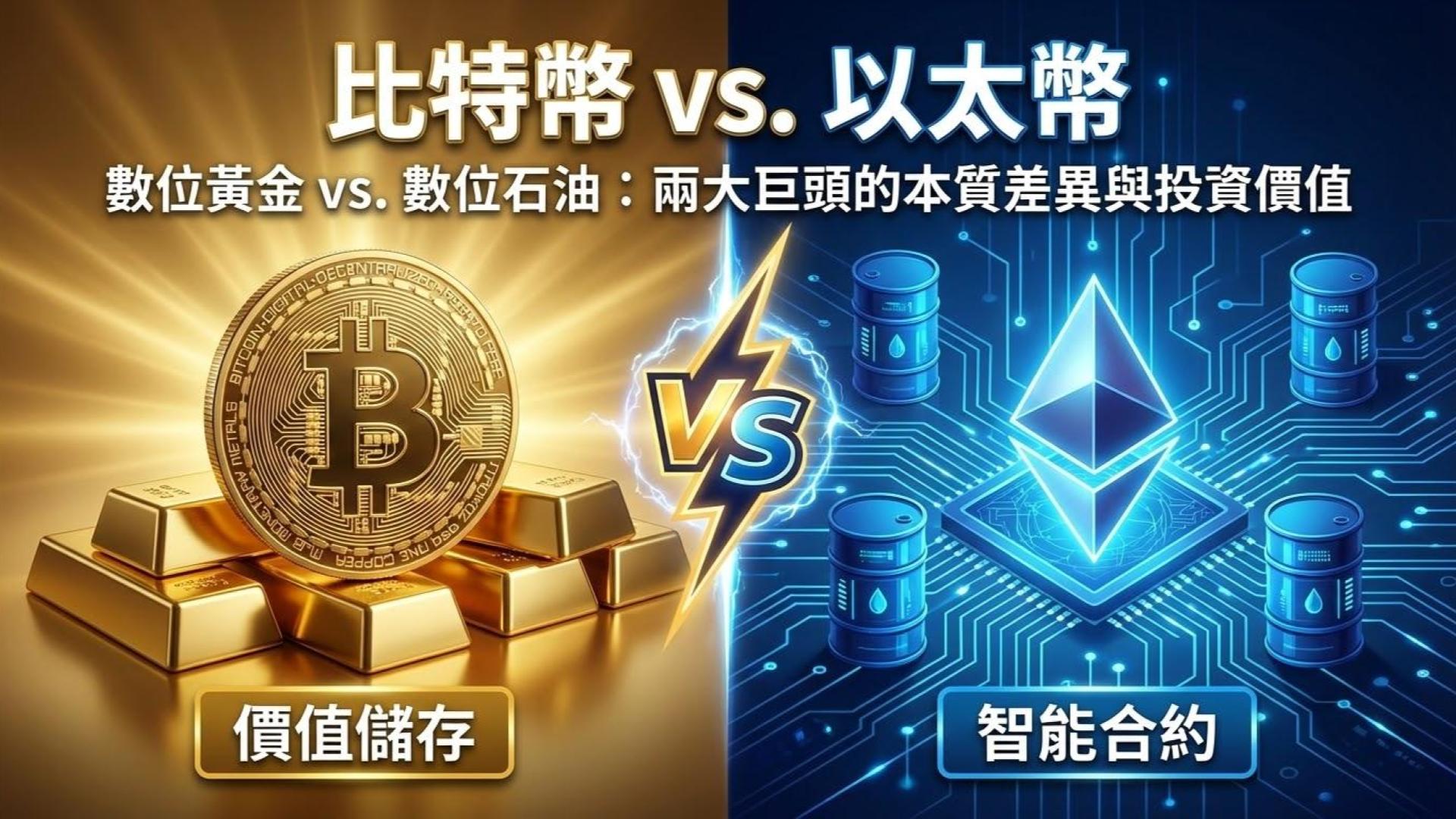 【比特幣 vs. 以太幣】數位黃金 vs. 數位石油:兩大巨頭的本質差異與投資價值
