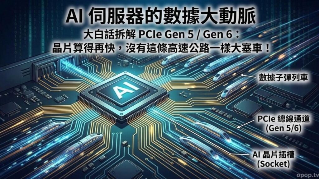 【AI 大白話九】高速傳輸的幕後功臣：什麼是 PCIe Gen 5 / Gen 6？AI 伺服器如何解決內部塞車？