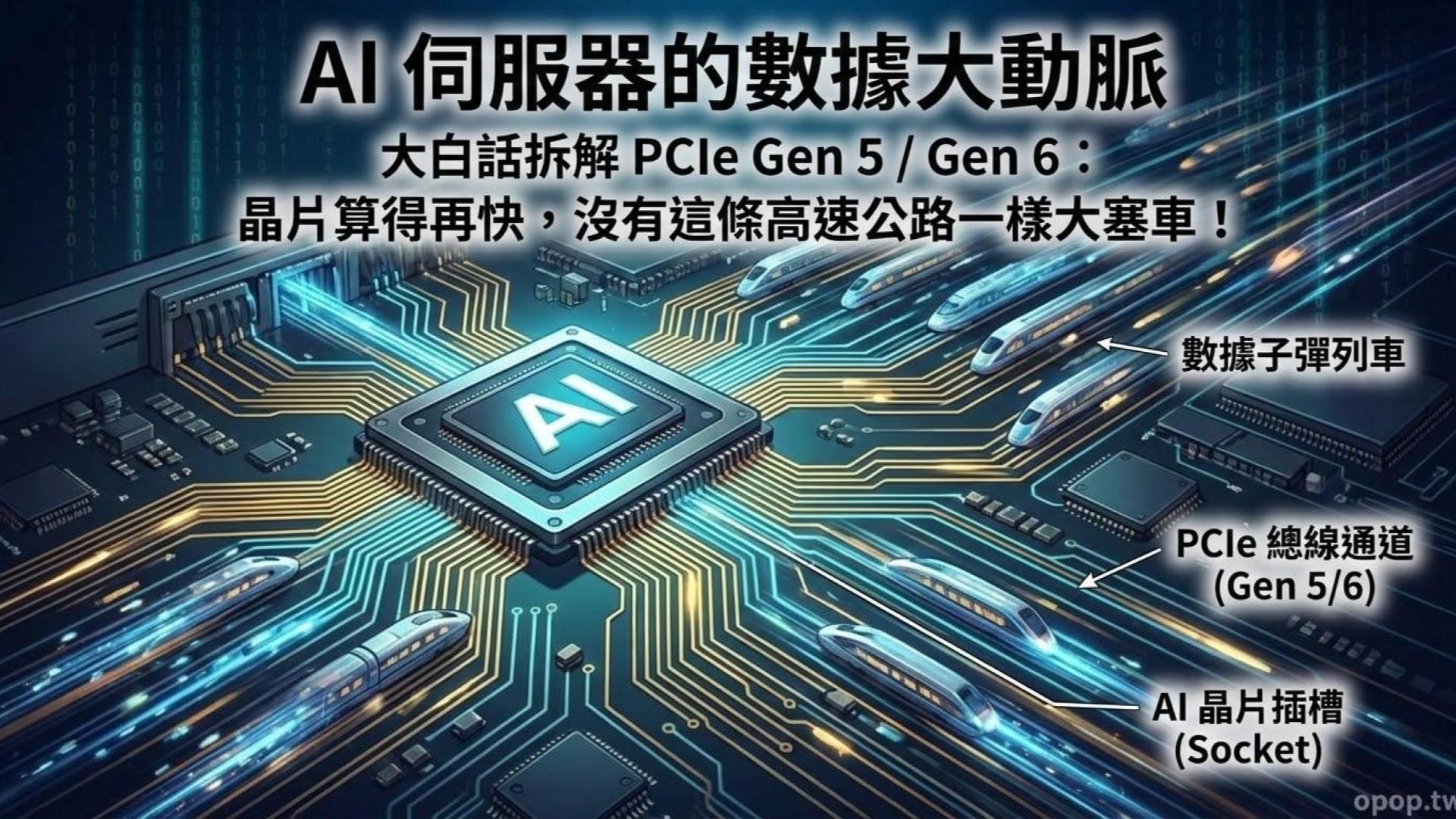 【AI 大白話九】高速傳輸的幕後功臣:什麼是 PCIe Gen 5 / Gen 6?AI 伺服器如何解決內部塞車?