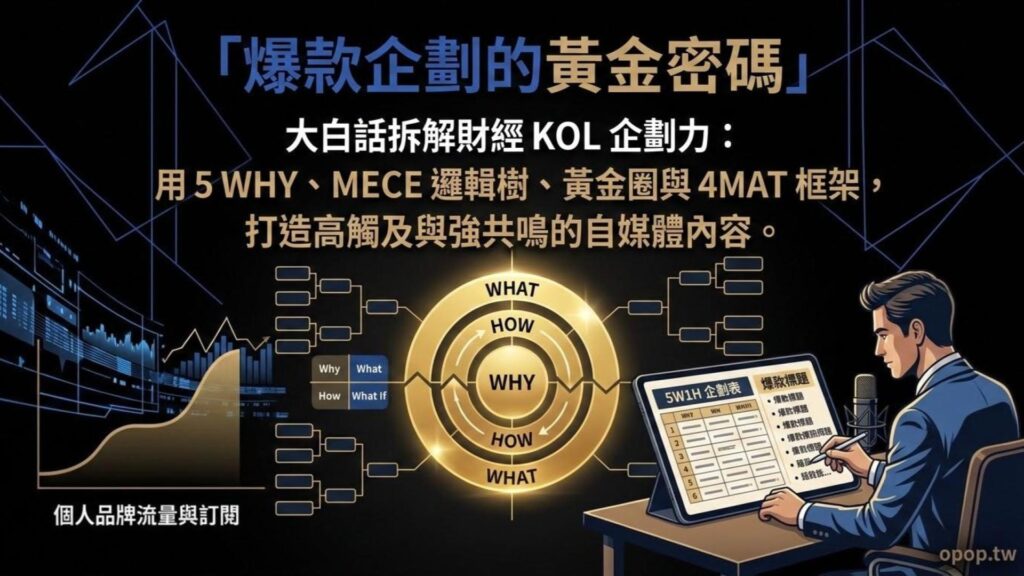 【財經 KOL 企劃力全攻略】如何產出爆款內容？大白話拆解黃金圈思考、MECE 邏輯樹與說故事五招